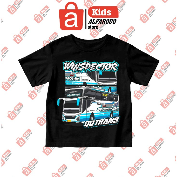 FREE STICKER - Baju Anak Motif Bus Winspector 1-12 Tahun