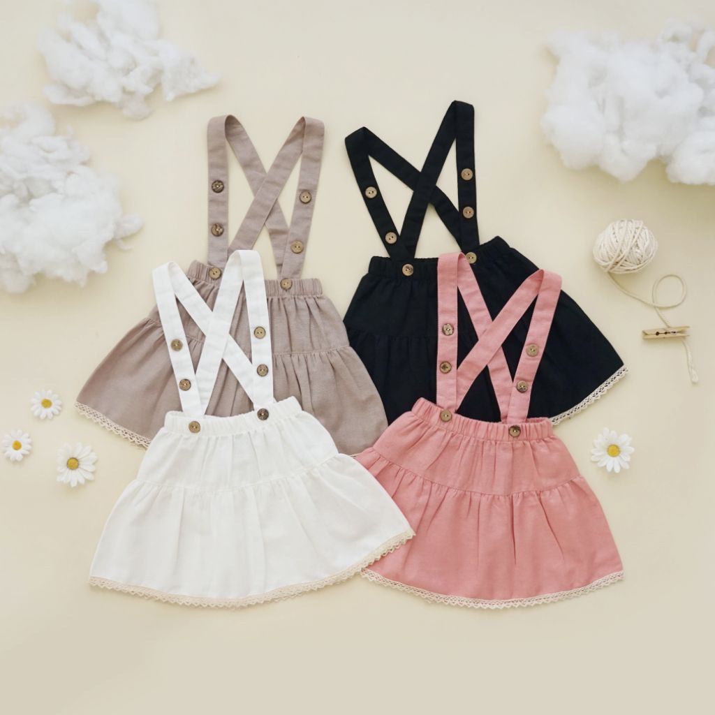 Elrasyakids || Elfelixa Lace Skirt with Suspender || Rok suspender bayi || rok kodok bayi || rok tut