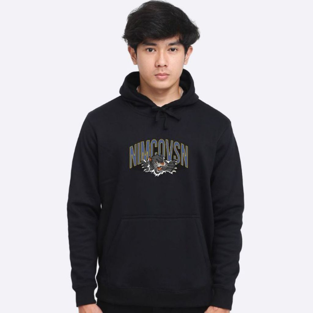 sweater Hoodie nimco vsn black unisex _jaket hitam _sweater distro
