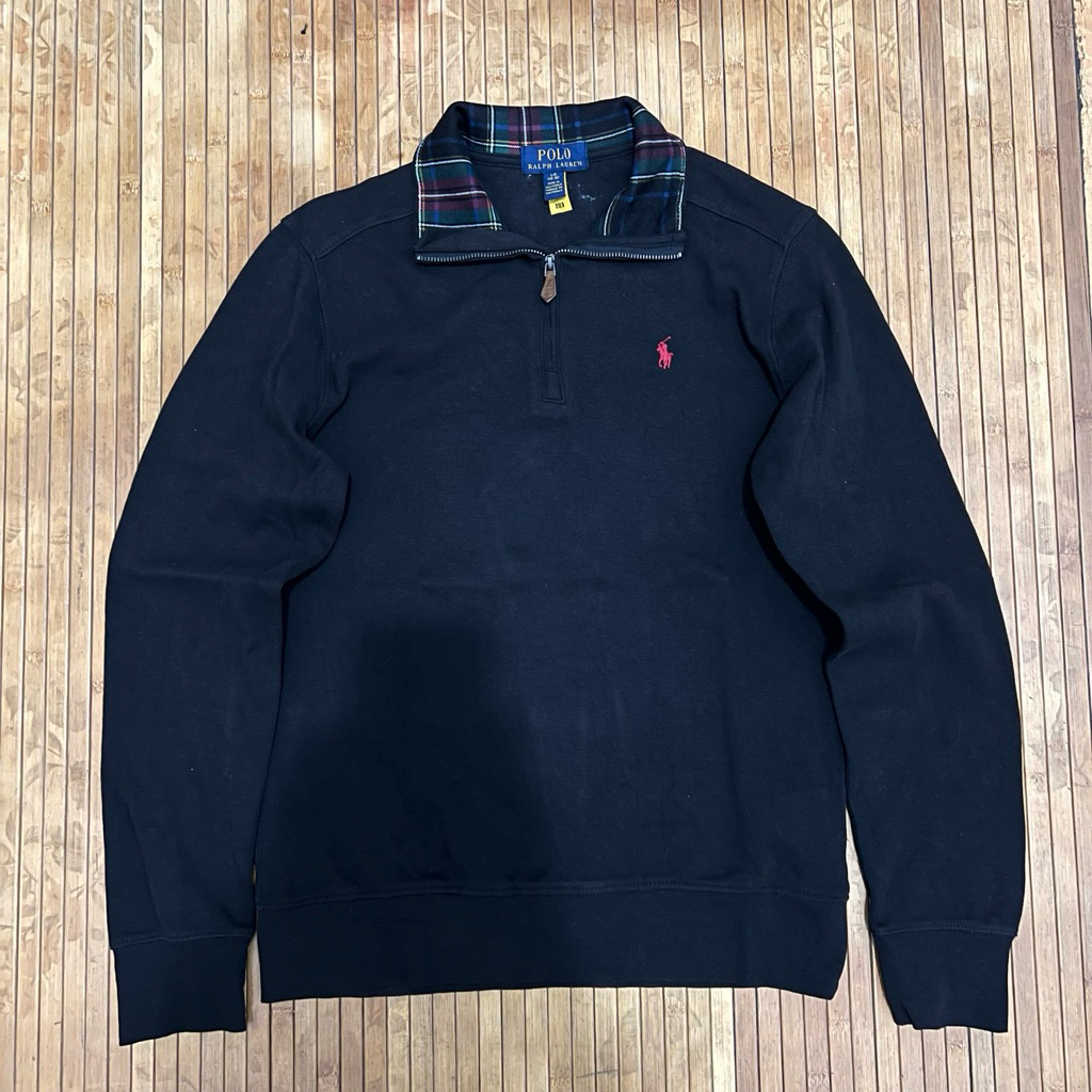 POLO RALPH LAUREN BLACK HALF ZIPPER SWEATER