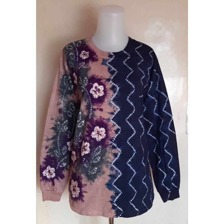 KODE N45T Baju Kaos Sasirangan Olahraga Atasan Lengan Panjang Wanita Pria Katun Motif Etnik Unik Ole