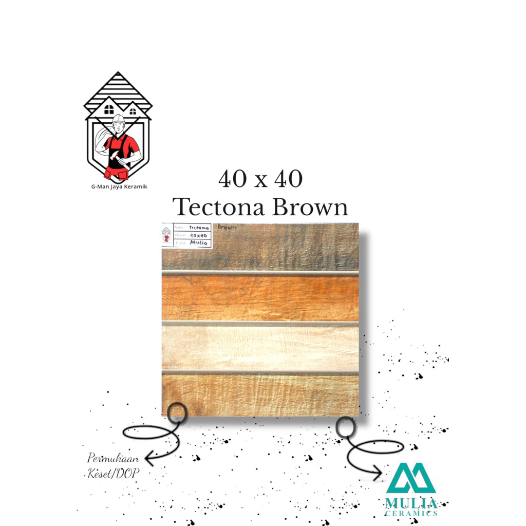 Keramik Lantai Kasar 40x40 Tectona Brown Keramik Mulia Ceramic Garasi/Carpot Grade A Isi 6pcs