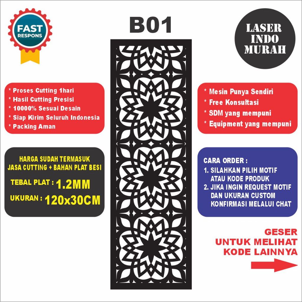 Laser Cutting Plat 1.2mm | Pagar Laser Cutting | Ornamen Pagar Laser Cutting