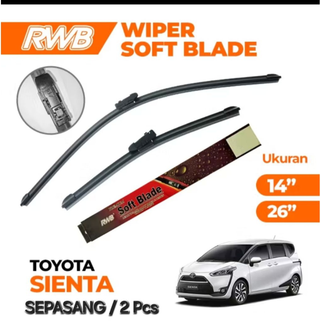 WIPER MOBIL TOYOTA KHUSUS SIENTA 26"+14" ( HARGA SEPASANG)