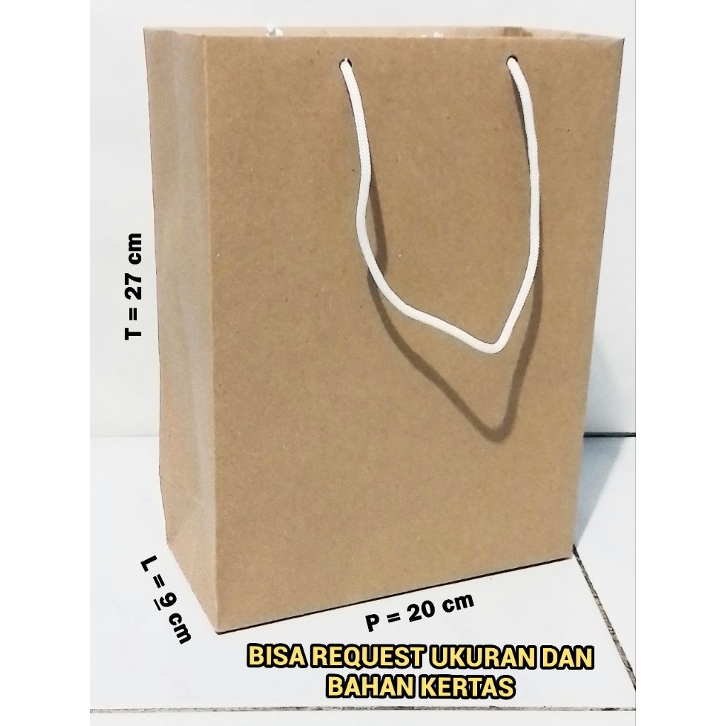 

Paperbag kraft tebal 150 gsm Polos Ukuran 20x9x27 cm