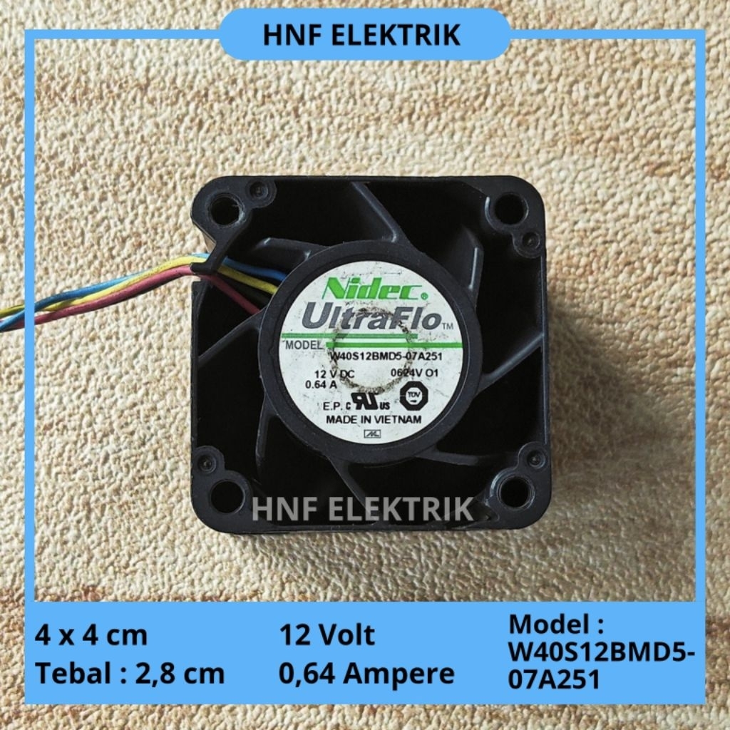 Kipas DC 4 x 4 cm 12V 0,64A Kipas Nidec 12v 0.64a 4cm High speed