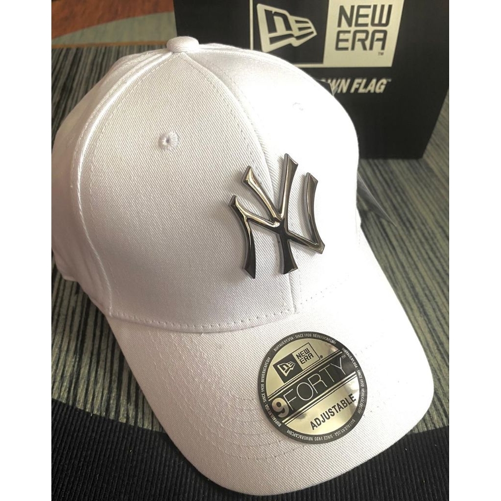 MLB Baseball plat besi White Topi