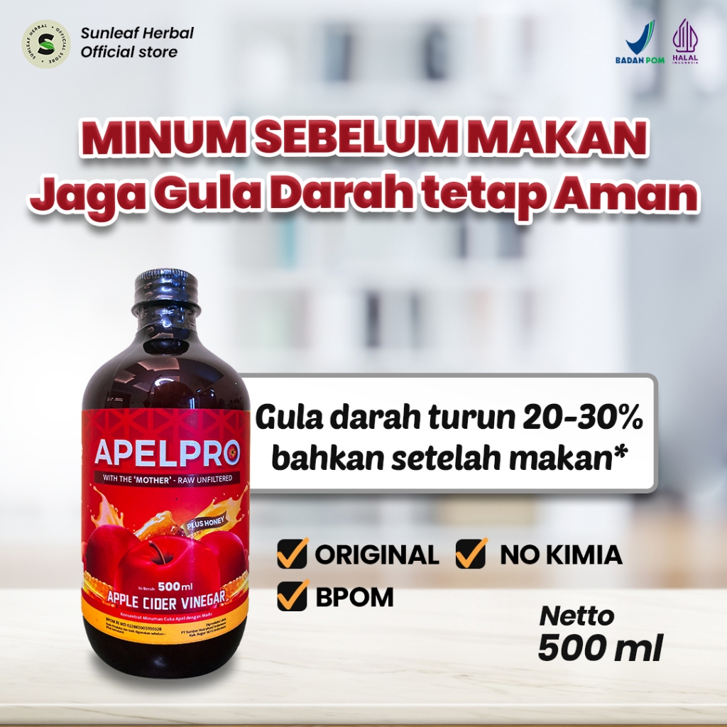 

Cuka APELPRO with Mother + Madu Gula Darah Turun 20 - 30% dan Stabil Setelah Makan | Madu Sehat BPOM