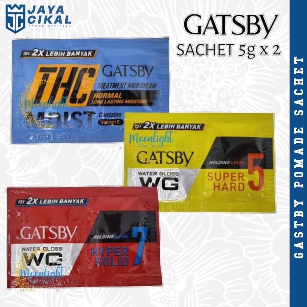 Gatsby pomade minyak rambut sachet - 1 pcs - Gatsby biru merah kuning