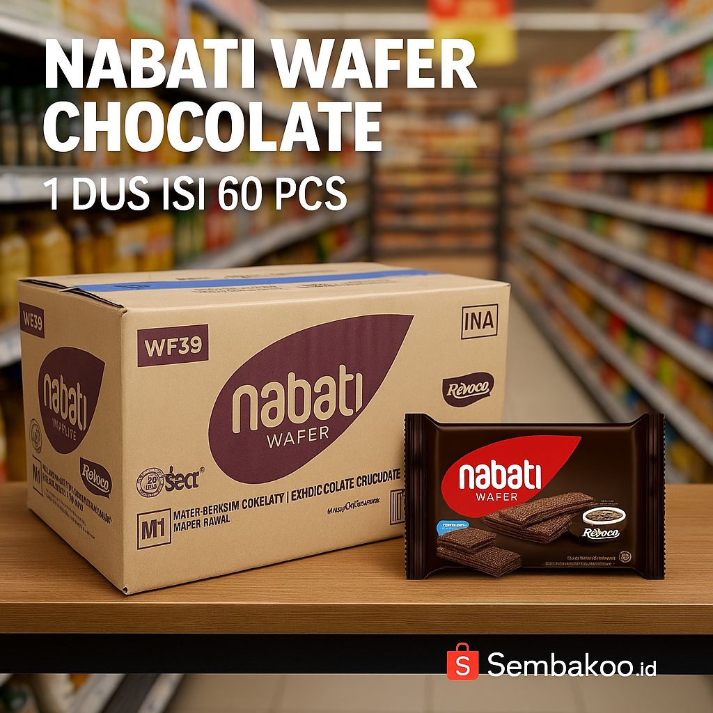 

Nabati Rasa Cokelat Dan Keju Wafer 1 Karton Isi 60 Pcs – Wafer Renyah Rasa Coklat dan Keju Lumer | Snack Favorit Anak & Dewasa