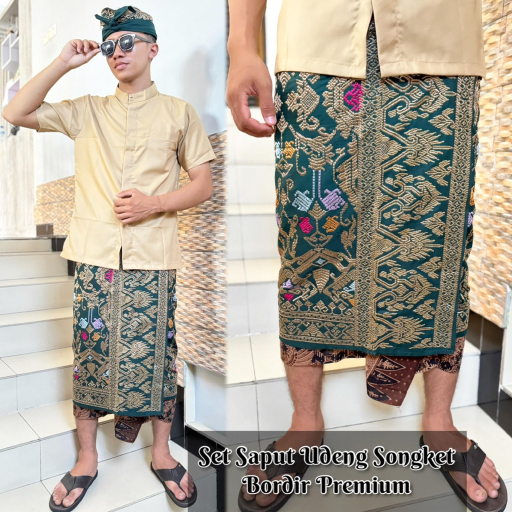 Saput Set Udeng Bordir Songket Bali Premium