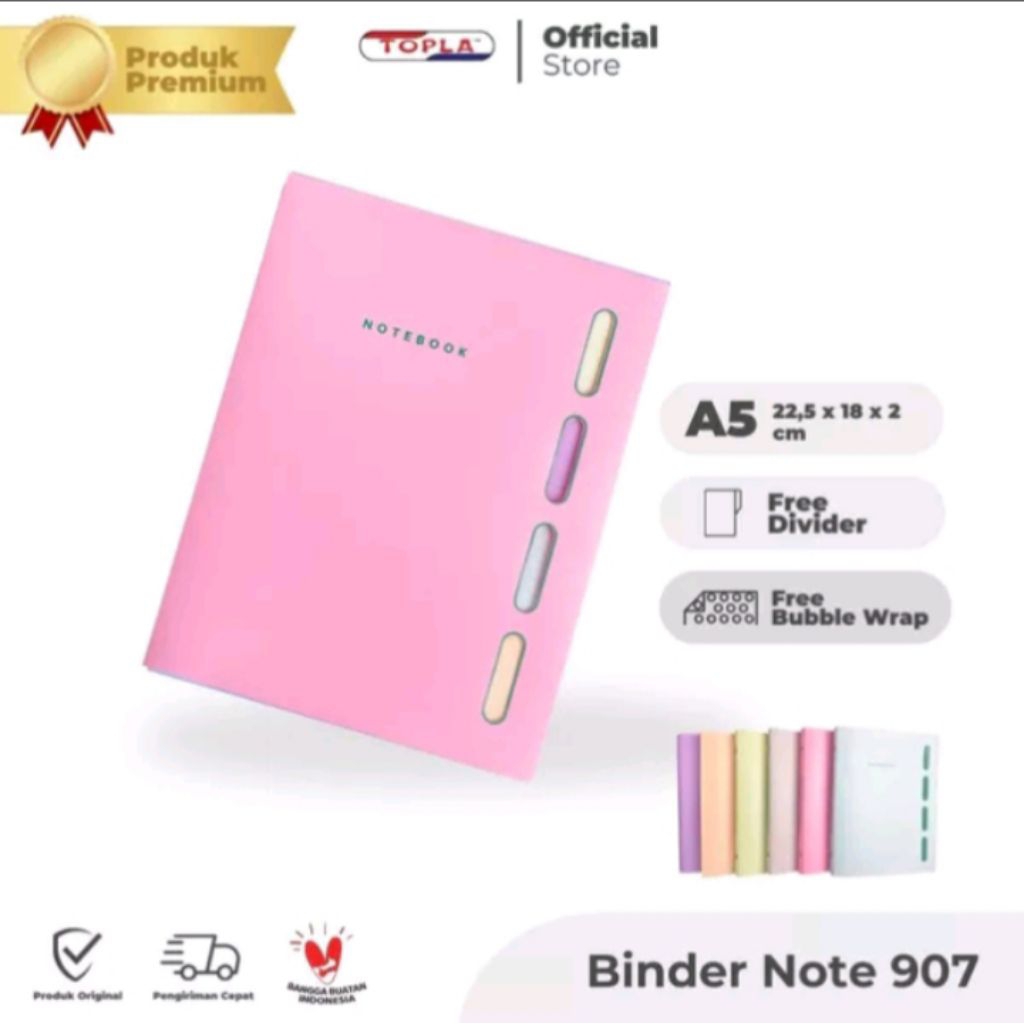 

TOPLA Binder Note 907 A5 Binder Buku Catatan Sekolah Kerja Kuliah Warna Pastel A5