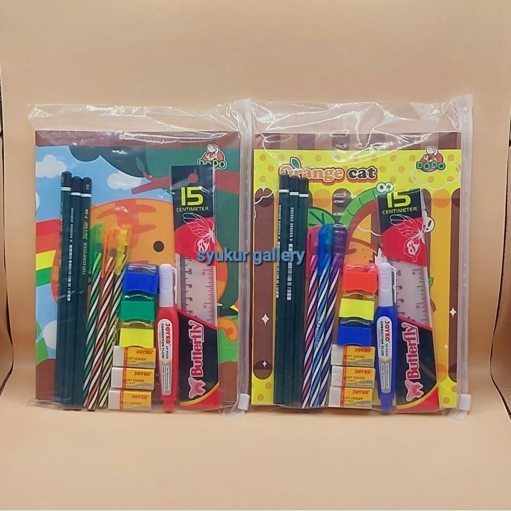 

Perlengkapan alat tulis sekolah 1 set 20 IN 1 / paket buku tulis 38 Lembar / rautan / penghapus / pensil / tip x / penggaris 15cm dan pulpen / paket hemat dan lengkap