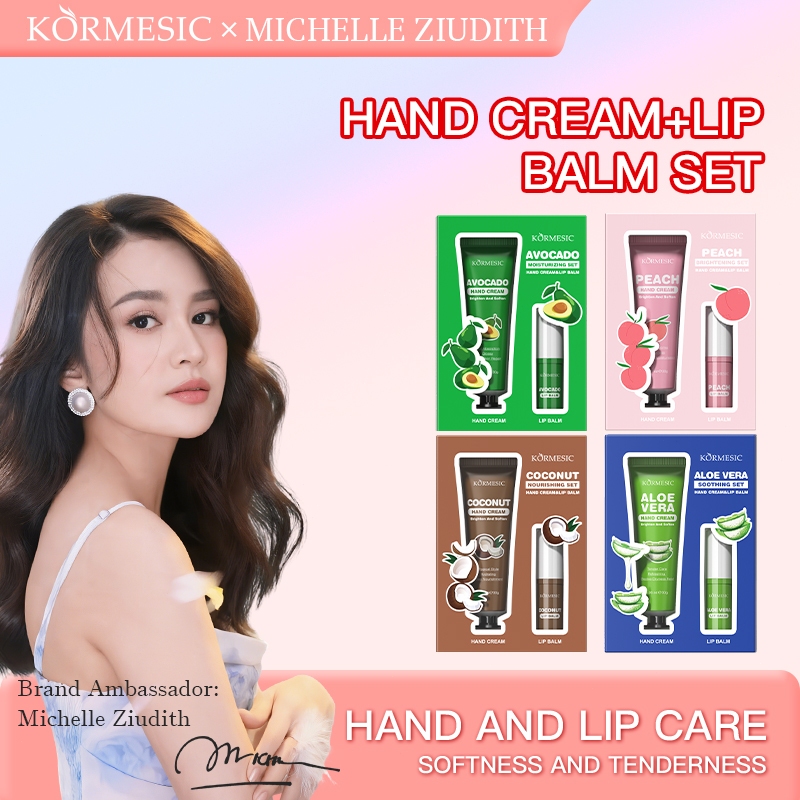 [BPOM] KORMESIC Wholesale Aloe Vera Soothing Set Hand Cream Lip balm Lipstick / Wholesale Peach Soot
