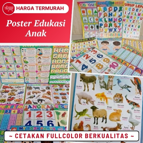 Poster Edukasi Anak Pengenalan Huruf Dan Angka Poster Belajar Anak TK PAUD Poster Belajar Angka Dan 