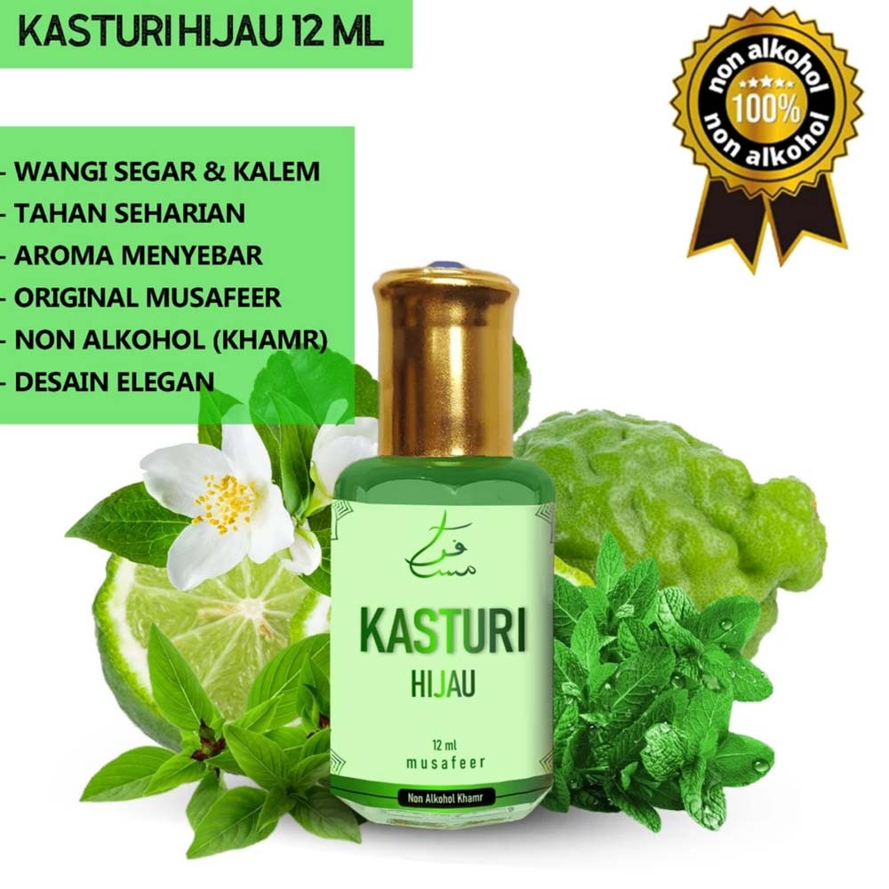 Parfum Sholat Kasturi Hijau 12 ml Parfum Arab Non Alkohol Khamr 100%