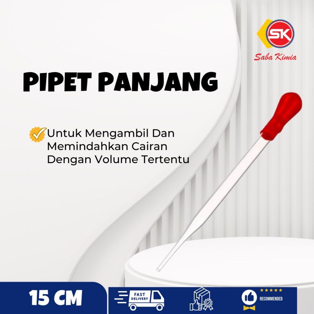 Pipet Panjang / Pipet Tetes / Pipet Tetes Kaca 15 cm