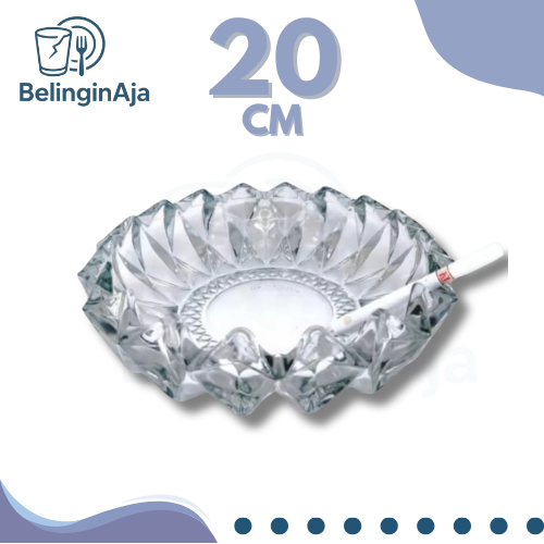 ASBAK KACA TEBAL 20 CM ASBAK KACA BULAT DESAIN TRANSPARAN PREMIUM ASBAK KACA 20 CM BESAR MODEL RETRO