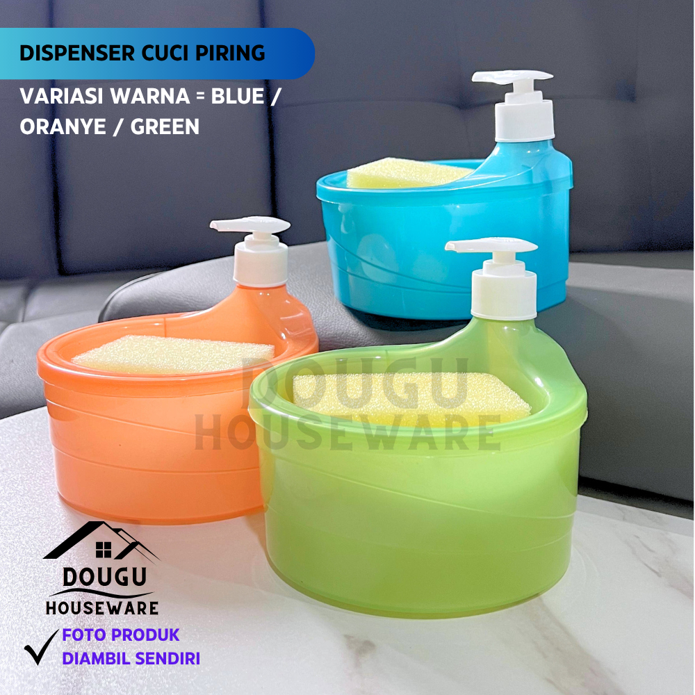TEMPAT CUCI PIRING 1000ml (2in1) BONUS SPONS CUCI PIRING VIRAL | DISPENSER SABUN CAIR BOTOL SOAP PUM