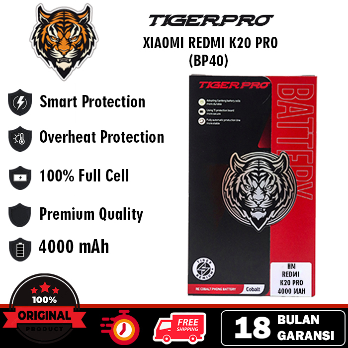 TigerPro - Xiaomi Redmi K20 Pro ( BP40 ) Baterai Battery Batre