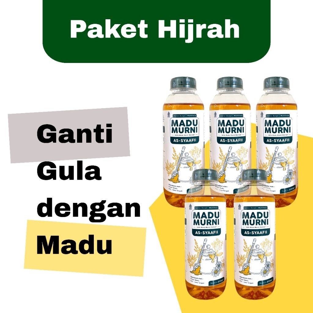 

LEBIH MURAH - PAKET HIJRAH - Isi 5 Botol 650 gram Madu Murni Premium Multiflora