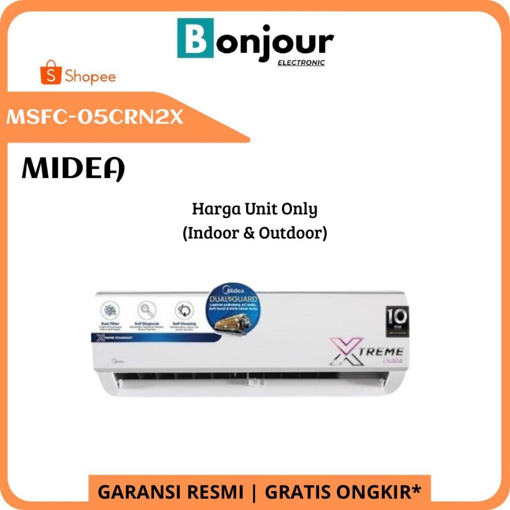 AC Midea 1/2 PK MSFC-05CRN2X AC Standar 0.5PK Midea MSFC05CRN2 05CRN2 05CRN