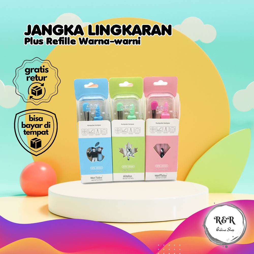 

Paket Jangka 1 Set Jangka Lingkaran + Refill Desain Praktis Unik & Warna Menarik Dilengkapi Refill Pensil