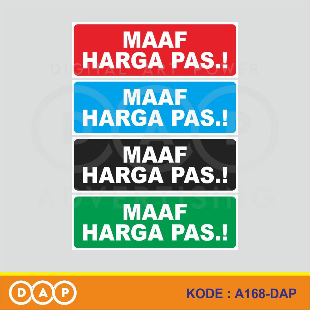 

A168 - Acrylic Sign, Stiker Maaf Harga Pas, Tahan Air, Tidak Pudar, Termurah, dan Bisa Custom