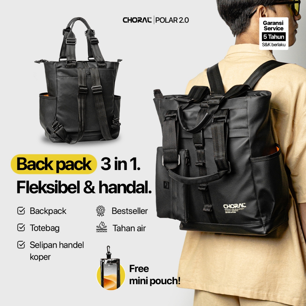 Choral Polar 2.0  Backpack | Backpack Koper | Tas Ransel Pria | Tas Kuliah