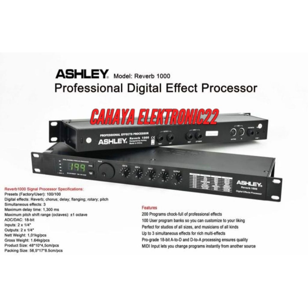 Efek Vocal Ashley Reverb 1000/Reverb1000 Ashley Original