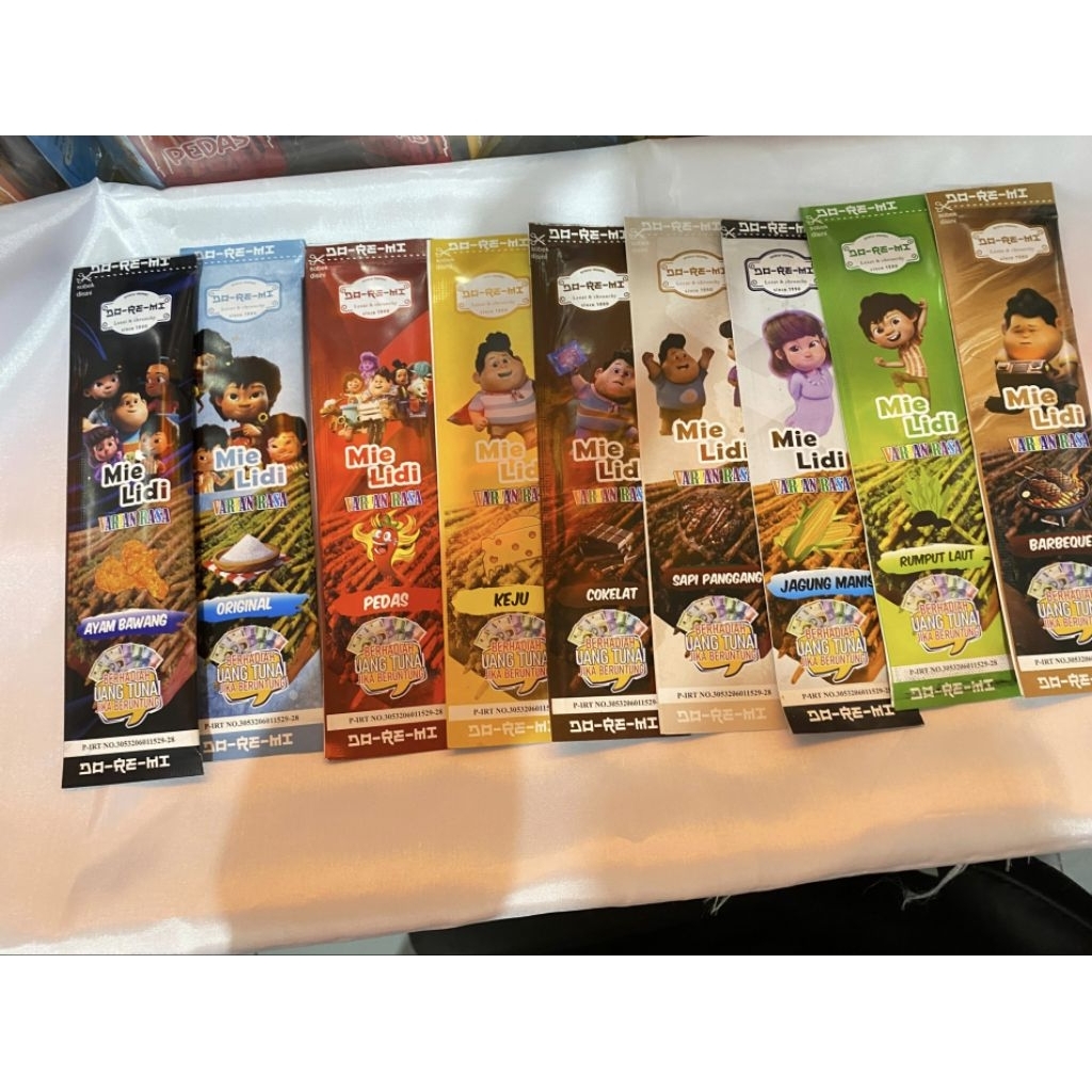 

MIE LIDI KARAKTER ISI 50 PCS MIX 10 VARIAN RASA BY DOREMI SNACK