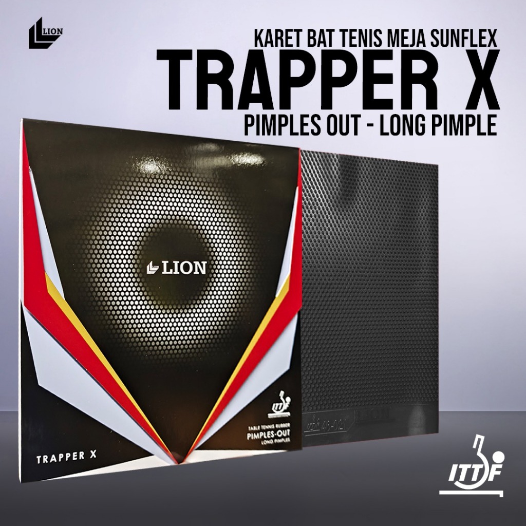 Karet Bat Tenis Meja Pingpong Lion Trapper X Bintik Panjang Sponge Orange
