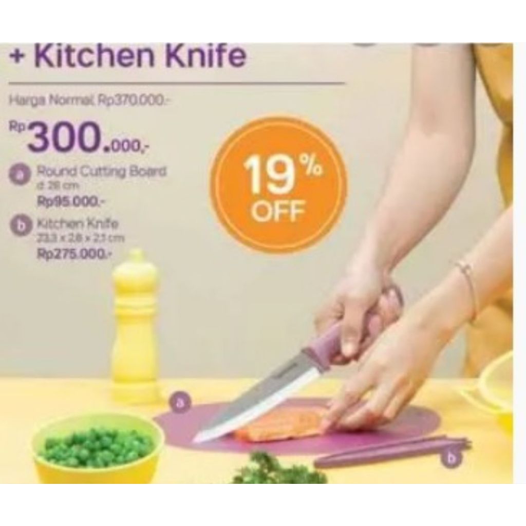 Tupperware Round Cutting Board + Kitchen Knife – Duo Andalan di Dapur