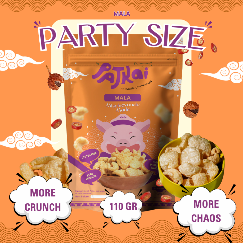 

Patkai Snack Kerupuk Babi Patkai Mala Party Pack 110 Gr