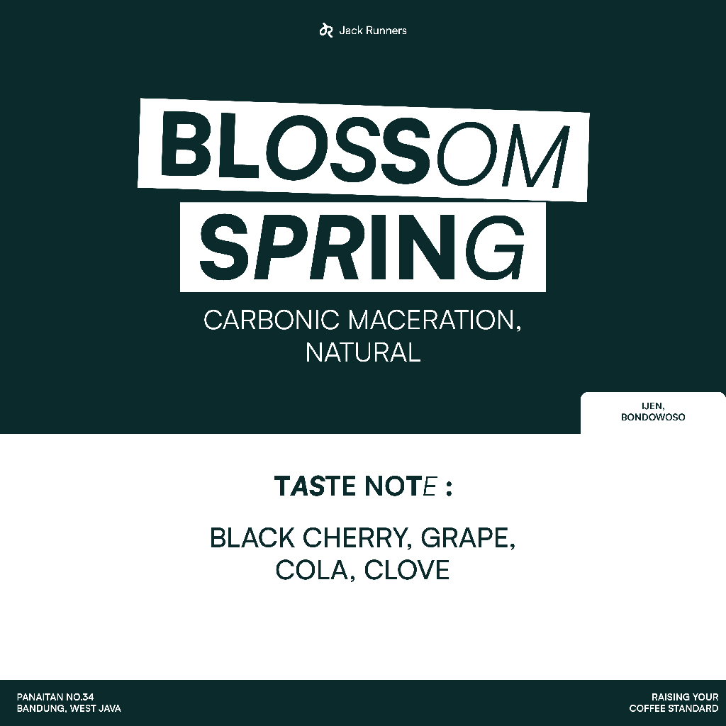 

JACK RUNNERS ROASTERY - IJEN CM NATURAL (BLOSSOM SPRING) - ROASTED COFFEE BEANS