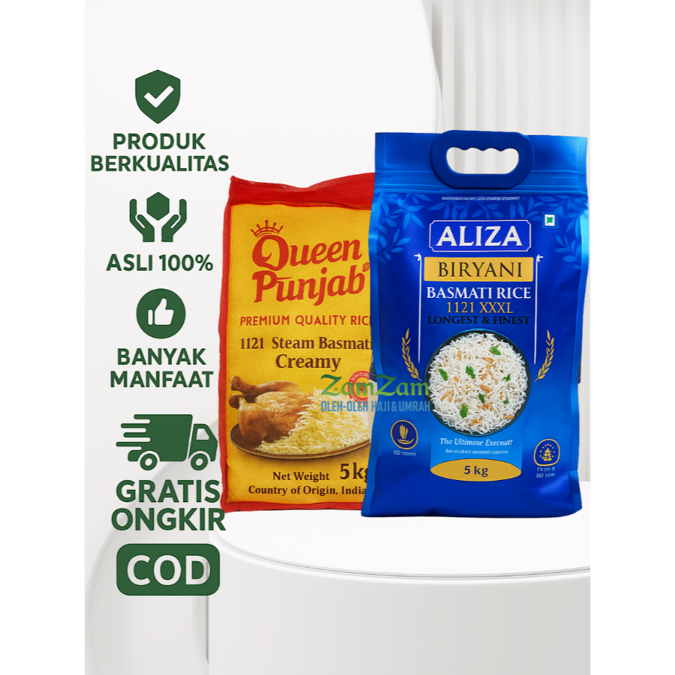 

Beras Basmati Punjab / Dawaat / Alizha kemasan Original 1 Kg