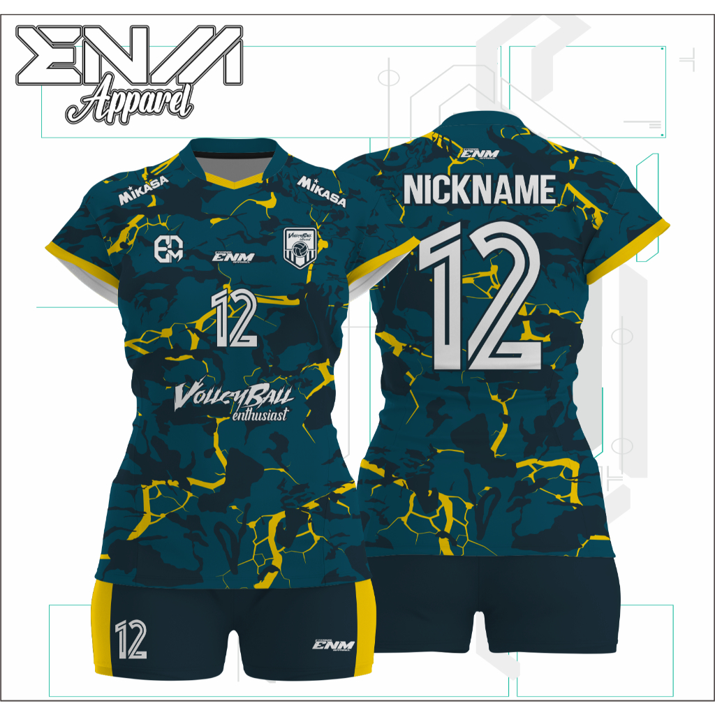 Jersey volly cewek KIROI SENKO custom baju volly cewek full print set jersey voli cutting cewek femi