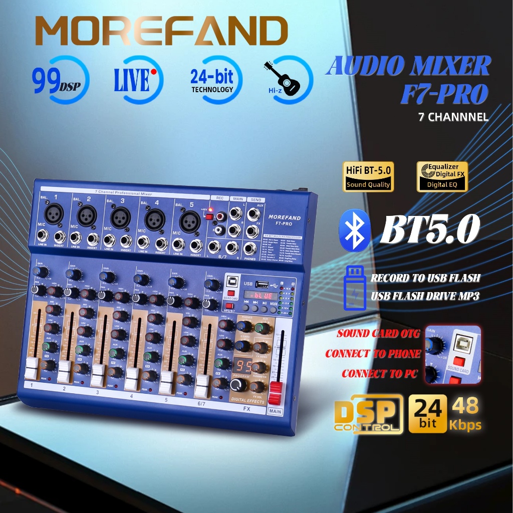 Mixer audio MG04PRO/MG07PRO audio mixer 99DSP DJ mixer 4ch/7channels  bluetooth /USB/PC/MP3 player