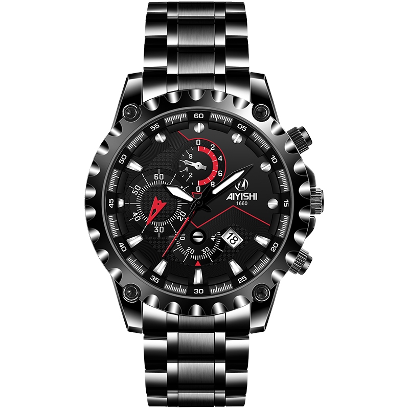 Jam Tangan Otomatis AYISHI 1660 Pria dewasa cowok terbaru Analog Stainless Steel Bercahaya Tanggal f