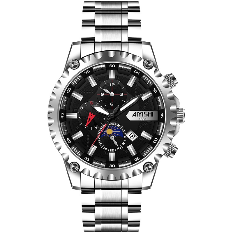 Jam Tangan Otomatis AYISHI 1661 Pria dewasa cowok terbaru Analog Stainless Steel Bercahaya Tanggal f