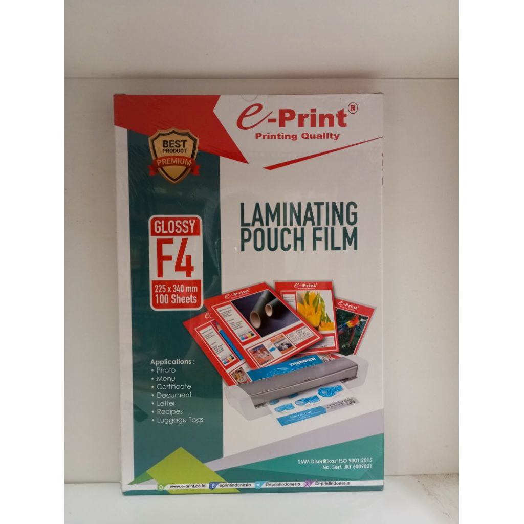 

(1 PACK) LAMINATING F4 ECO EPRINT PACK