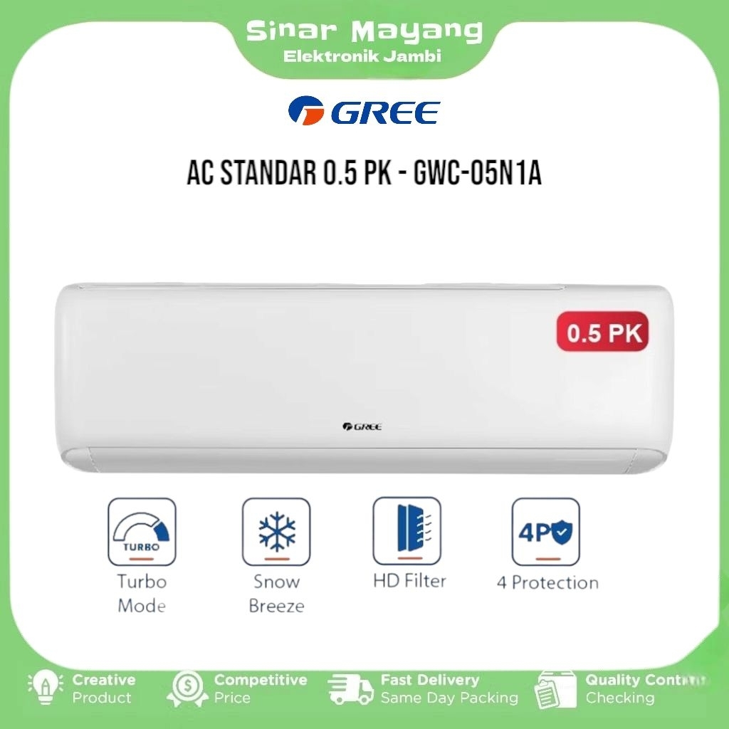 AC GREE GWC-05N1A/ AC Standar 1/2 PK GREE/ Garansi Resmi GREE