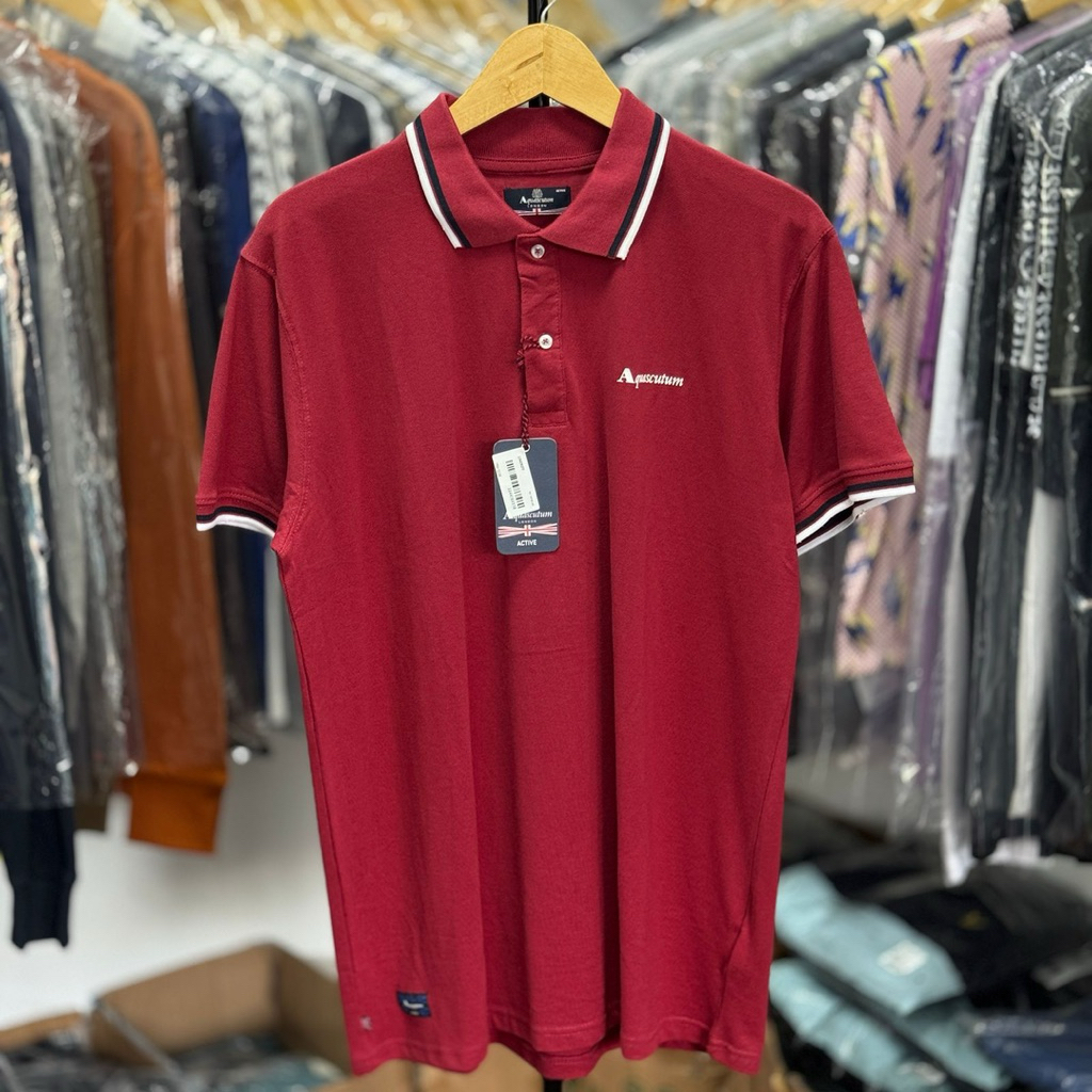 Polo Shirt Aquascutum Tipped Burgundy BNWT Original 100%