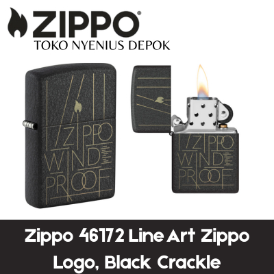 Zippo 46172 Line Art Zippo Logo Black Crackle