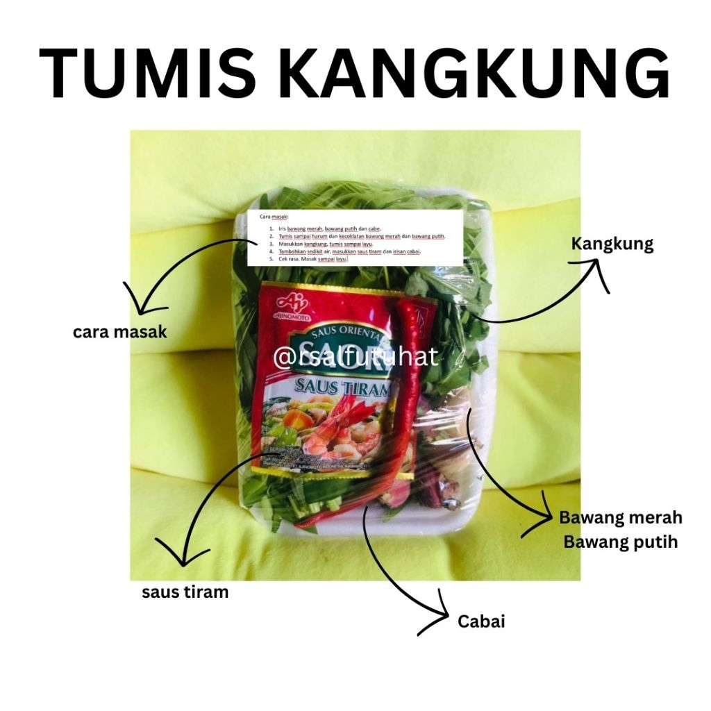

TUMIS KANGKUNG - SAYUR KANGKUNG SEGAR PACK UNTUK 3-4 PORSI + TUTORIAL CARA MEMASAK