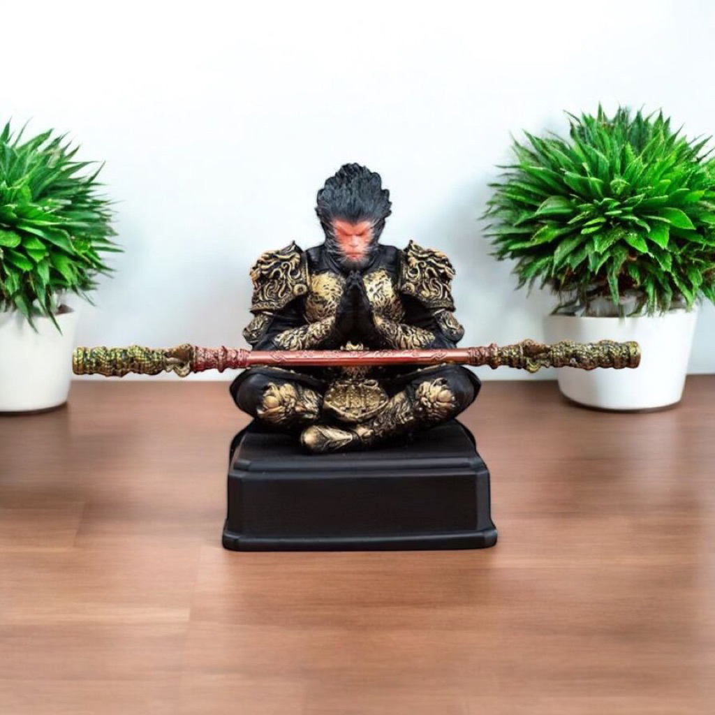 Patung Wukong Black Myth Craft Pajangan Toya Sakti