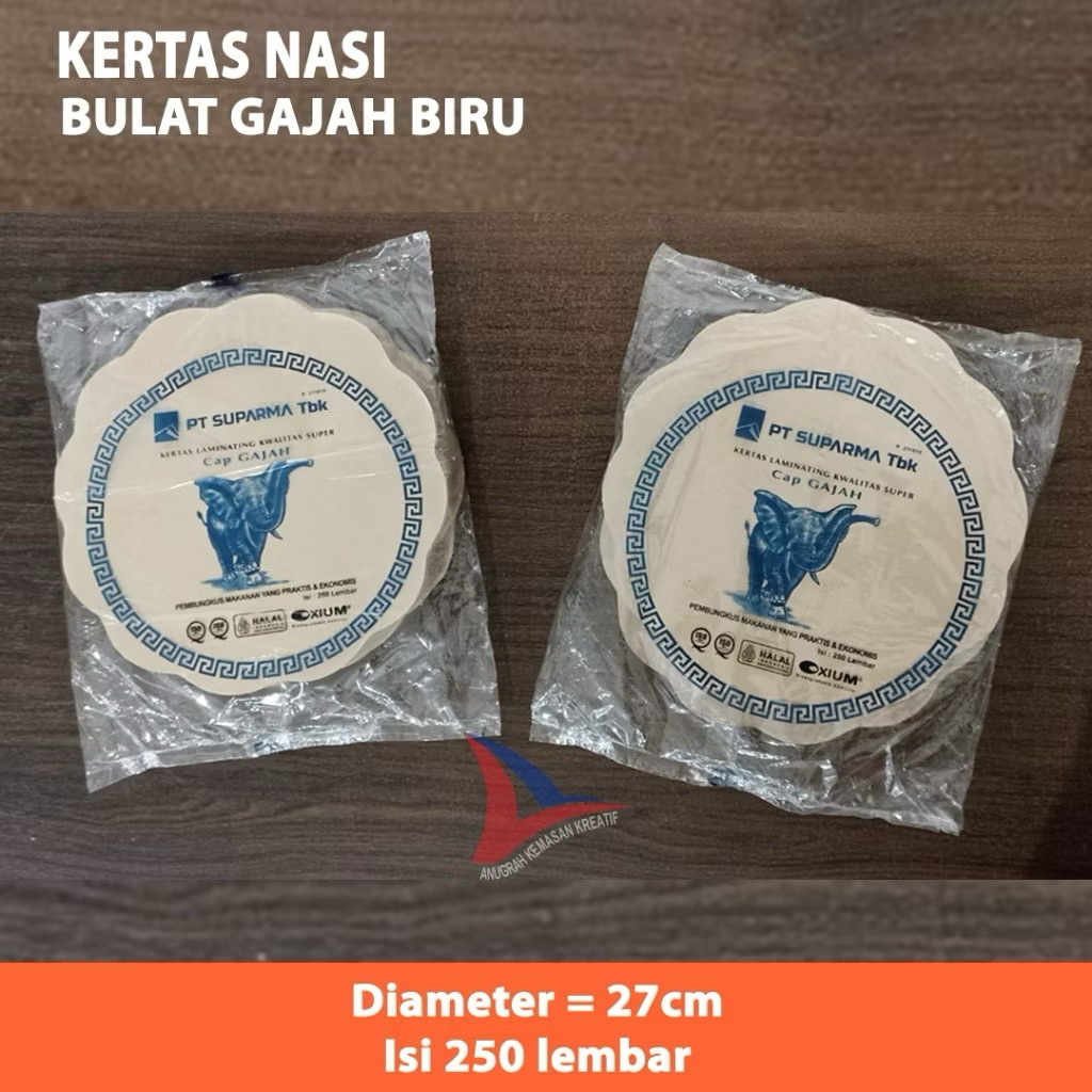 (250 Lembar) Kertas Nasi Bulat Merk GAJAH | Kertas Minyak | Kertas Nasi ingke