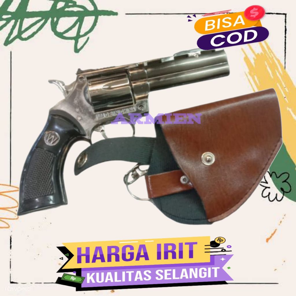 Korek Api Gas Pistol Revolver / Korek Api Bara Model Pistol Revolver Ukuran Sedang + Free Sarung