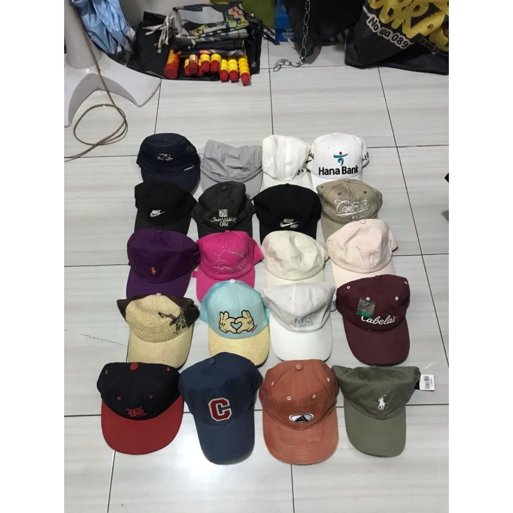 BORONGAN TOPI SECOND (110 pcs) FULL CAPS FULL MOTIF BRAND MIX