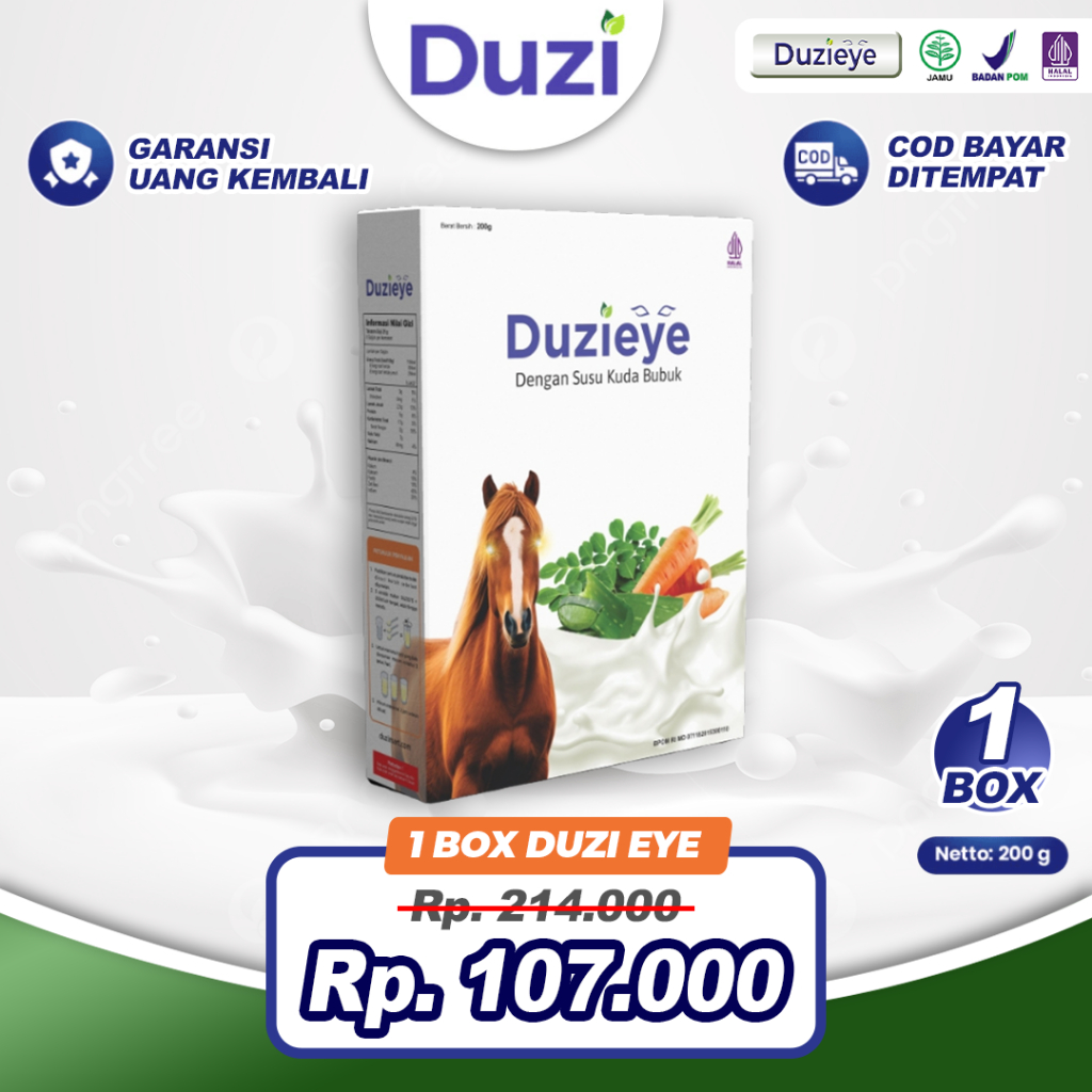 

Duzi Eye - Susu Kuda Lombok Nutrisi Mata Bubuk 200 Gram 1 Box